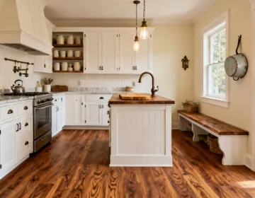 CoreTec Red River Hickory in farmhouse kitchen