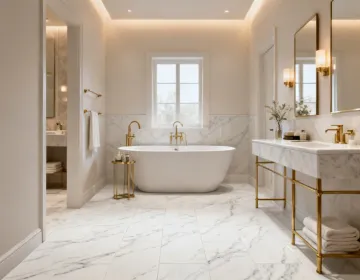 CoreTec Bianco Marble in spa bathroom