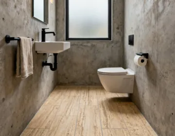 CoreTec Ferro Sandstone in powder room