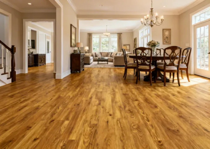 CoreTec Plus luxury vinyl plank in open living space